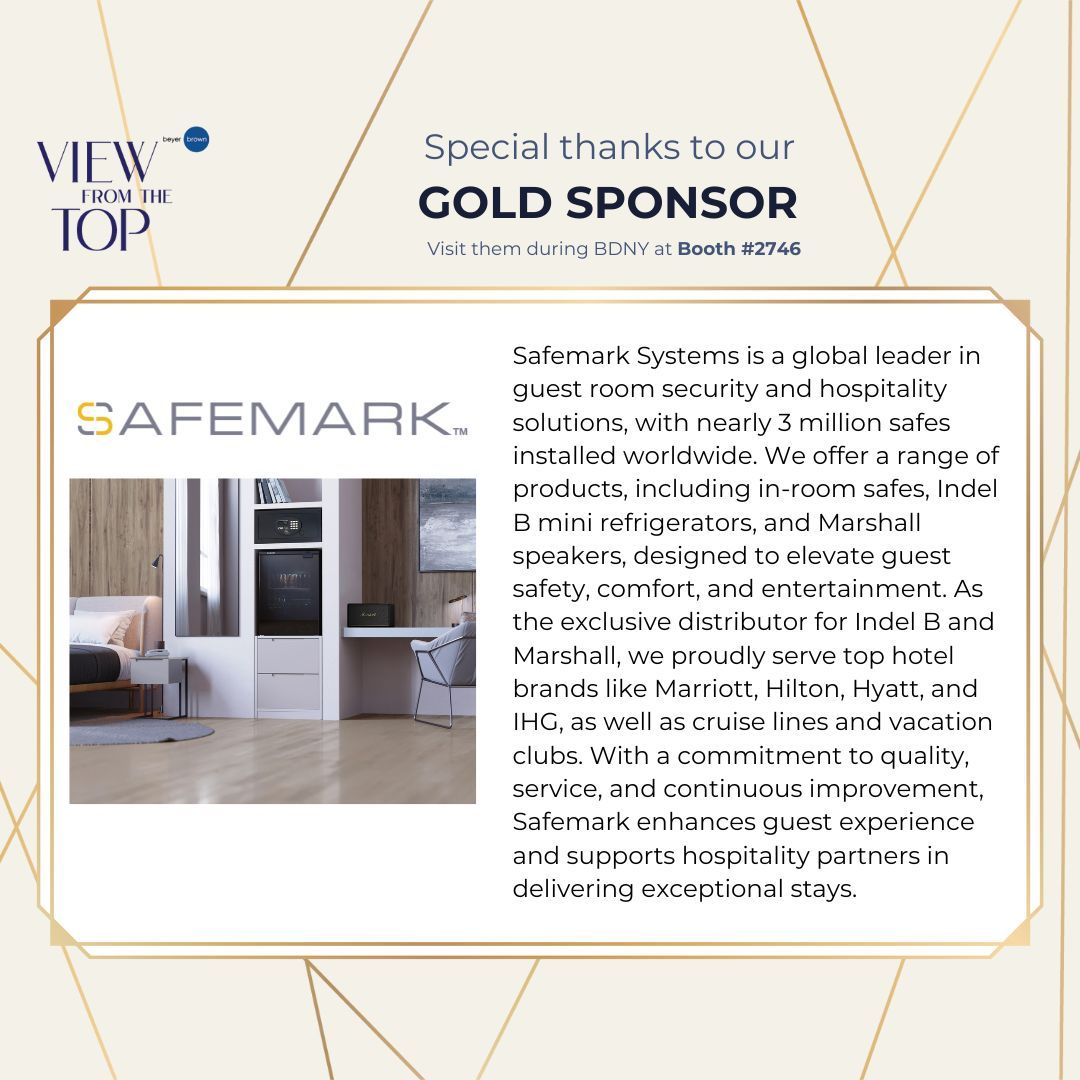With just one day to go, we're highlighting all our Gold Sponsors for our #ViewFromTheTop event during #BDNY!

Safemark has been a sponsor of this event since the first year, and we're happy to have them back! Check out their booth during BDNY at Booth #2746.

#VFTT24