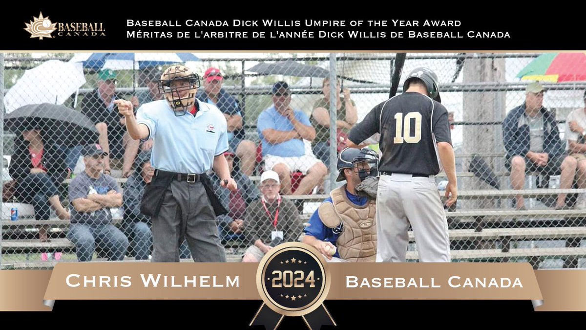 Congratulations to Chris Wilhelm (Staffa, Ontario) on receiving the Dick Willis Award for Umpire of the Year!