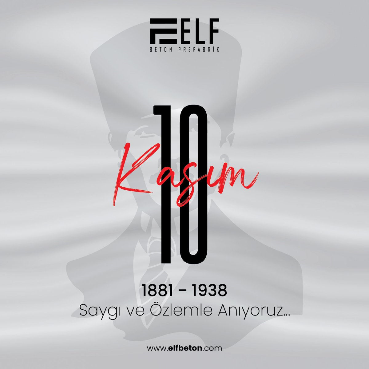 elfbeton's tweet photo. Cumhuriyetimizin kurucusu Gazi Mustafa Kemal ATATÜRK'ün ebediyete intikalinin 86. yıl dönümün de saygı, minnet ve özlemle anıyoruz.
#mustafakemal #atatürk #10kasım #elf #elfbeton #elfprefabrik #elfhome #elfravlı https://t.co/mZytx98twP