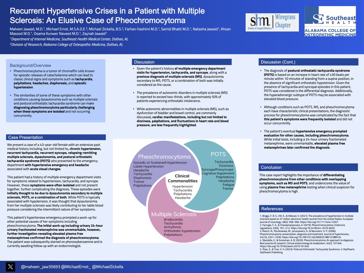 Recurrent Hypertensive Crises in a Patient with Multiple Sclerosis: An Elusive Case of Pheochromocytoma

I recently had the opportunity to work on a particularly engaging case study that helped elucidate a diagnosis of pheochromocytoma. This rare adrenal tumor, known for