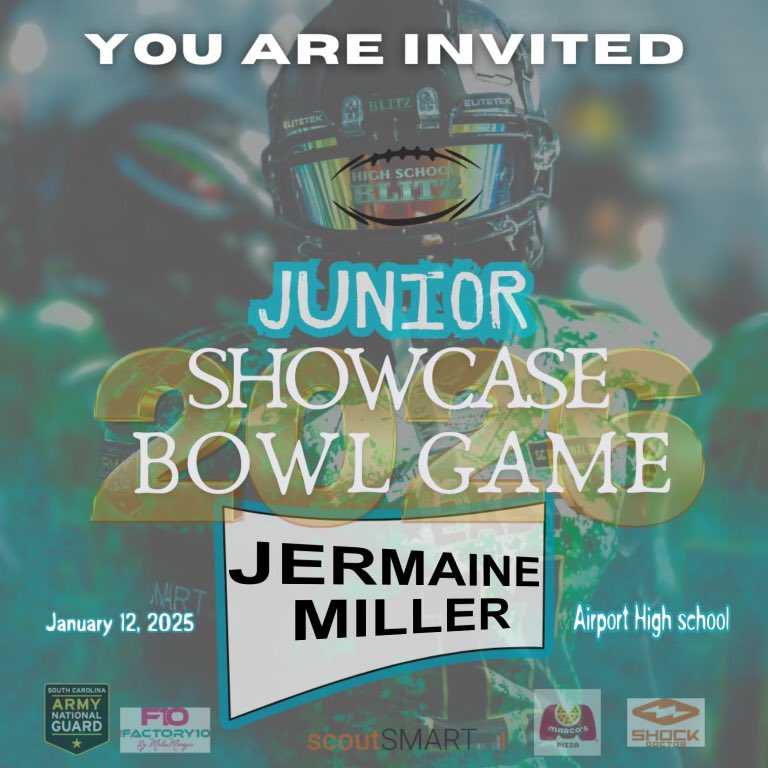 Jermaine Miller (@jermainem864) on Twitter photo Blessed to be invited to the <a href="/HighSchoolBlitz/">High School Blitz</a> Juniors showcase Bowl game <a href="/SenecaRecruits/">Seneca Bobcat Football Recruits</a> <a href="/QDrummond64/">Coach Drummond</a> <a href="/CoachDCrane/">Coach Crane</a> Blessed to be invited to the <a href="/HighSchoolBlitz/">High School Blitz</a> Juniors showcase Bowl game <a href="/SenecaRecruits/">Seneca Bobcat Football Recruits</a> <a href="/QDrummond64/">Coach Drummond</a> <a href="/CoachDCrane/">Coach Crane</a>
