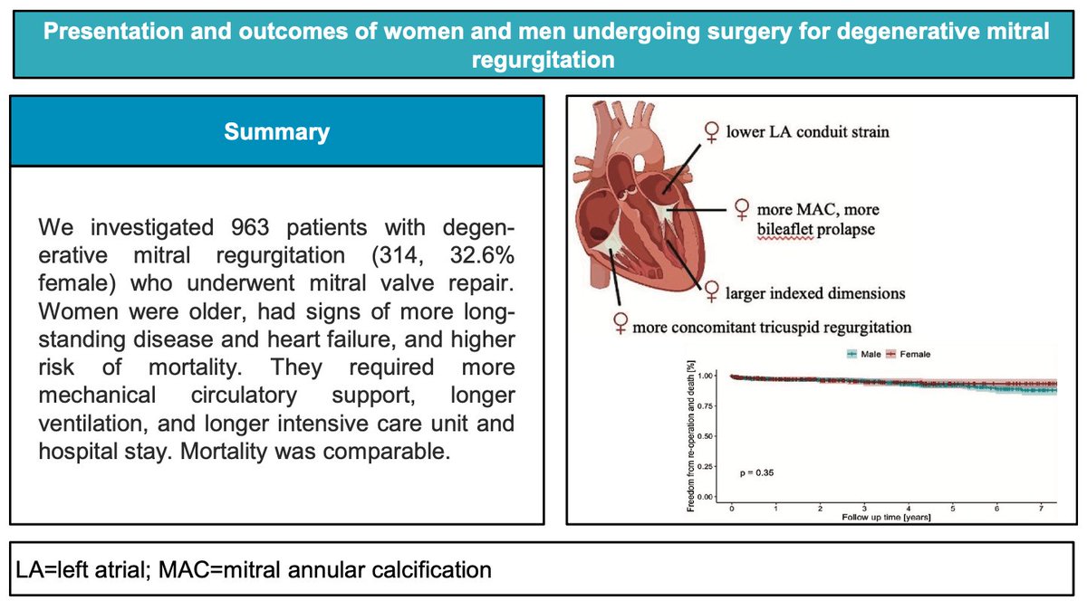 📌La remisión de mujeres a cirugía valvular mitral se realiza de forma más tardía y comporta mayor morbimortalidad postoperatoria. Experiencia del Massachusetts General Hospital.
academic.oup.com/ejcts/articlea…

📘Lee el análisis del artículo en nuestro blog: secce.es/cirugia-de-la-…