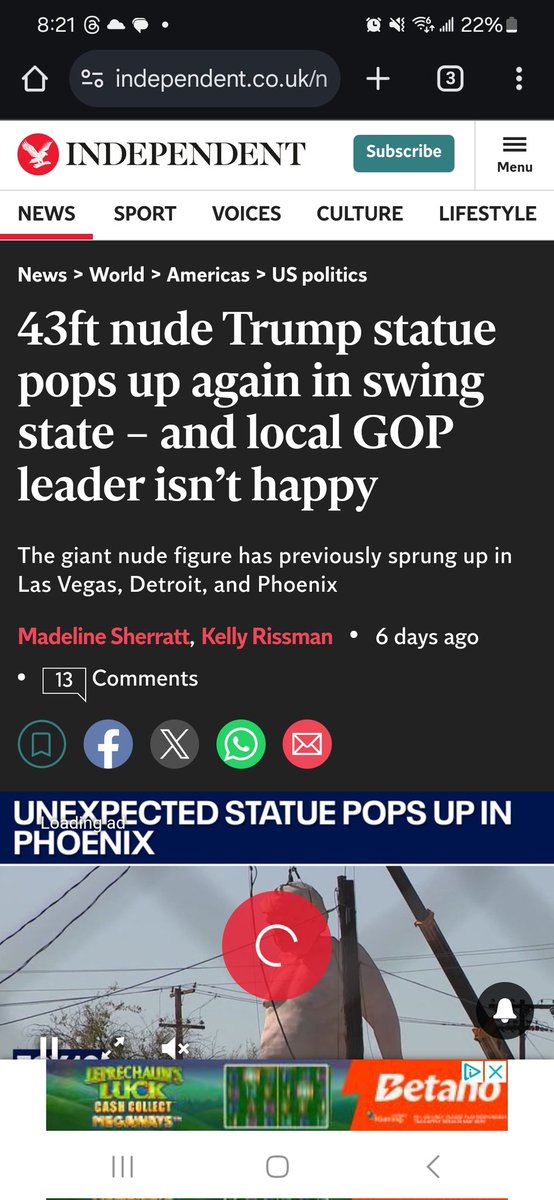 Someone put up a  43 ft nekkid statue of the orange cheeto in Arizona and I needed that laugh real bad 🤣 haven't laughed that hard in a while.