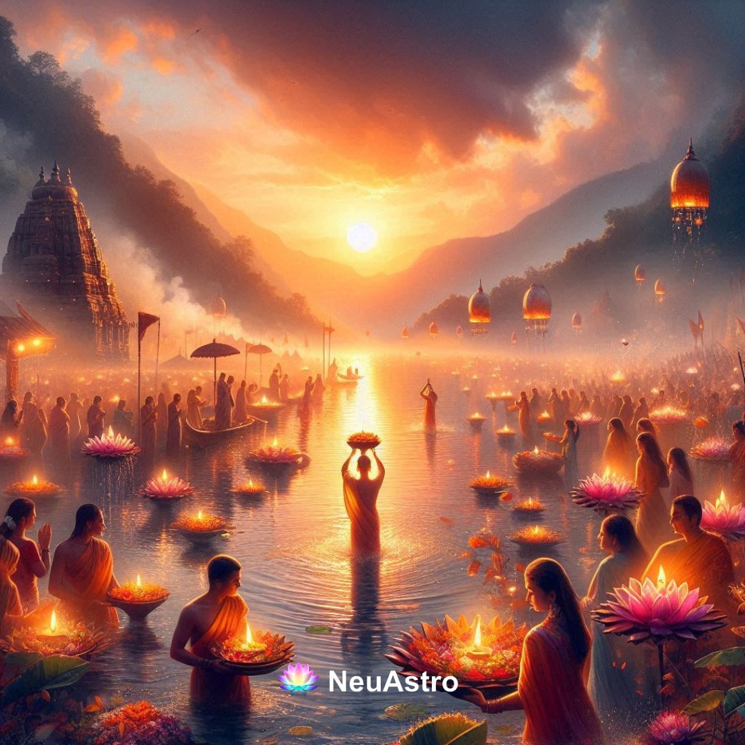 NeuAstro's tweet photo. 🌅 On the fourth day of Chhath Puja, we offer Usha Arghya to Surya Devta at sunrise. This sacred ritual symbolizes new beginnings and the warmth of the sun. Let’s embrace the divine light and blessings of the day! #ChhathPuja #UshaArghya #SunriseRitual @NeuAstro https://t.co/EqnfOZxWWv