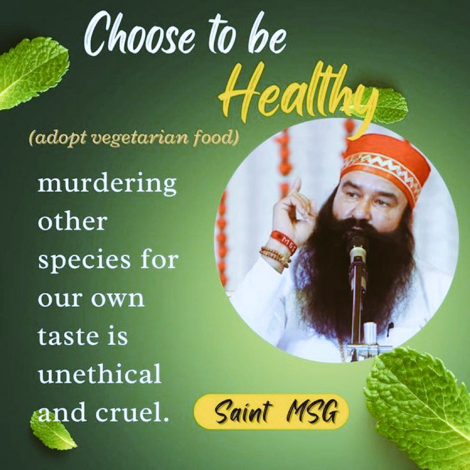 RENUBALA838292's tweet photo. #PowerOfVeg When you eat vegetarian food, you not only keep your body healthy, but also protect the earth and its creatures. Along with this, meditation also strengthens DNA, Saint Dr MSG has connected millions of people to this habit. #FridayFitness https://t.co/WiM1UxzzcR