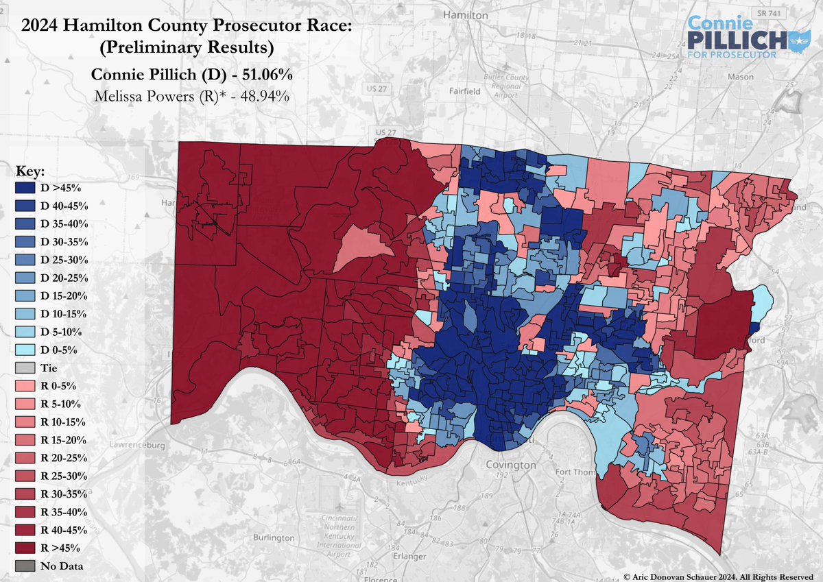 aricsch's tweet photo. Despite statewide losses, Democrats flipped a major local race on Tuesday. Former State Rep. @ConniePillich defeated incumbent Hamilton County prosecutor @MelissaAPowers, ending a 92-year Republican electoral streak in the position. https://t.co/te2qcYO67G