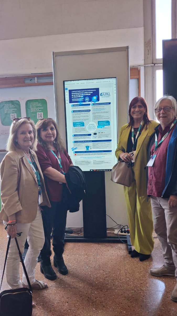 LauraOrsi1's tweet photo. Hoy !! En el Congreso de #Apal en la Facultad de Derecho , presentando un póster sobre : " IA en Salud Mental " con colegas de @apasocial / @apsa_arg https://t.co/rvrBoEM4ct