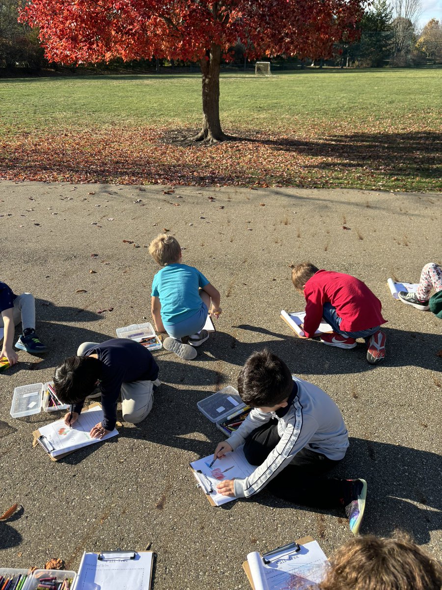 It was a beautiful day to draw and color our seasonal tree!