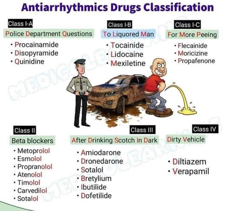 DrMedica_13's tweet photo. Anti arrhythmic Drugs Classification💊
•••
#Easy_to_remember #MedX #MedEd https://t.co/eAVQ8MENTS