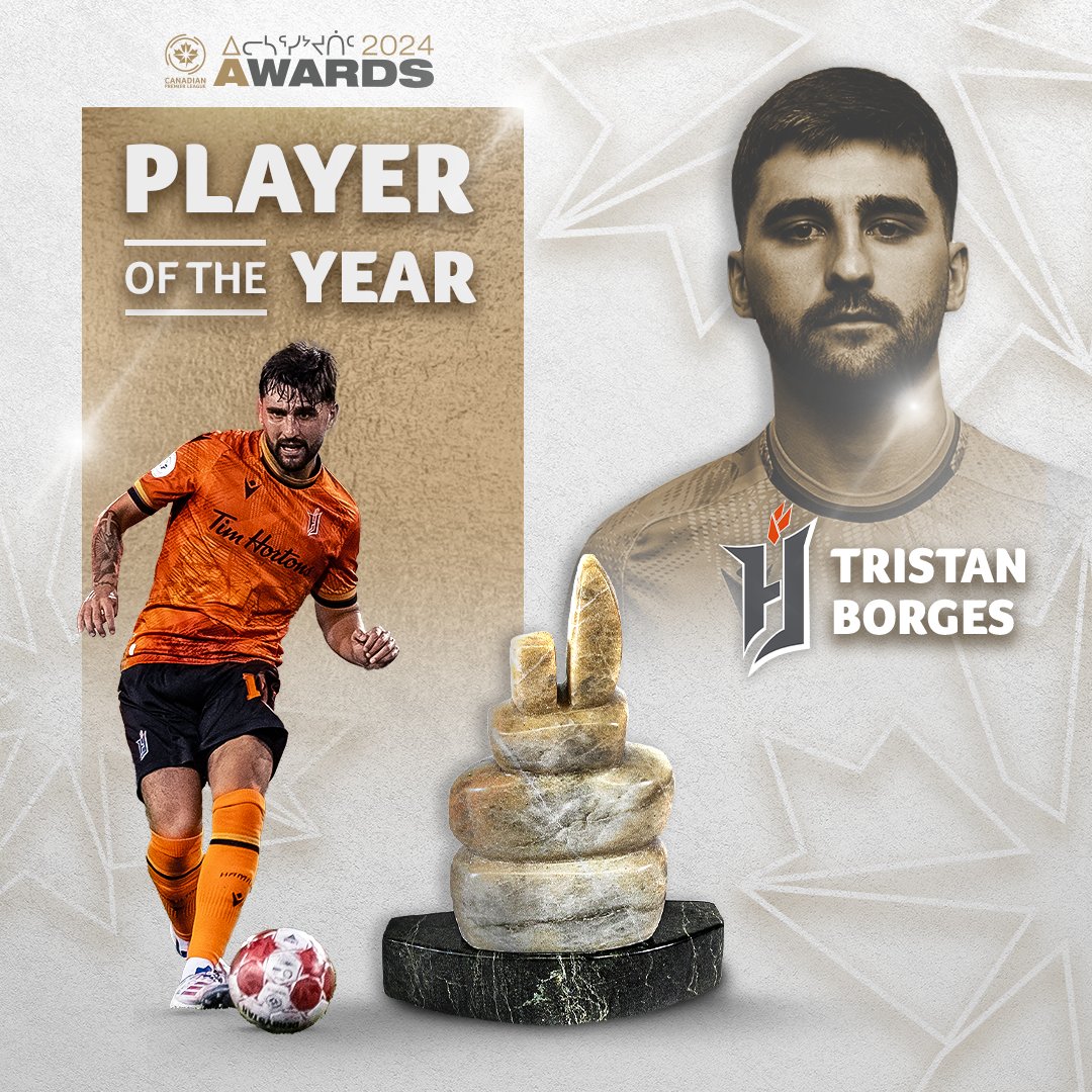 CPLsoccer's tweet image. The 2024 #CanPL Player of the Year is Tristan Borges of @ForgeFCHamilton! 🔨

He is the first player in league history to receive this award on multiple occasions, adding to his win in our inaugural 2019 season 🏆

📰: canpl.ca/article/forge-…