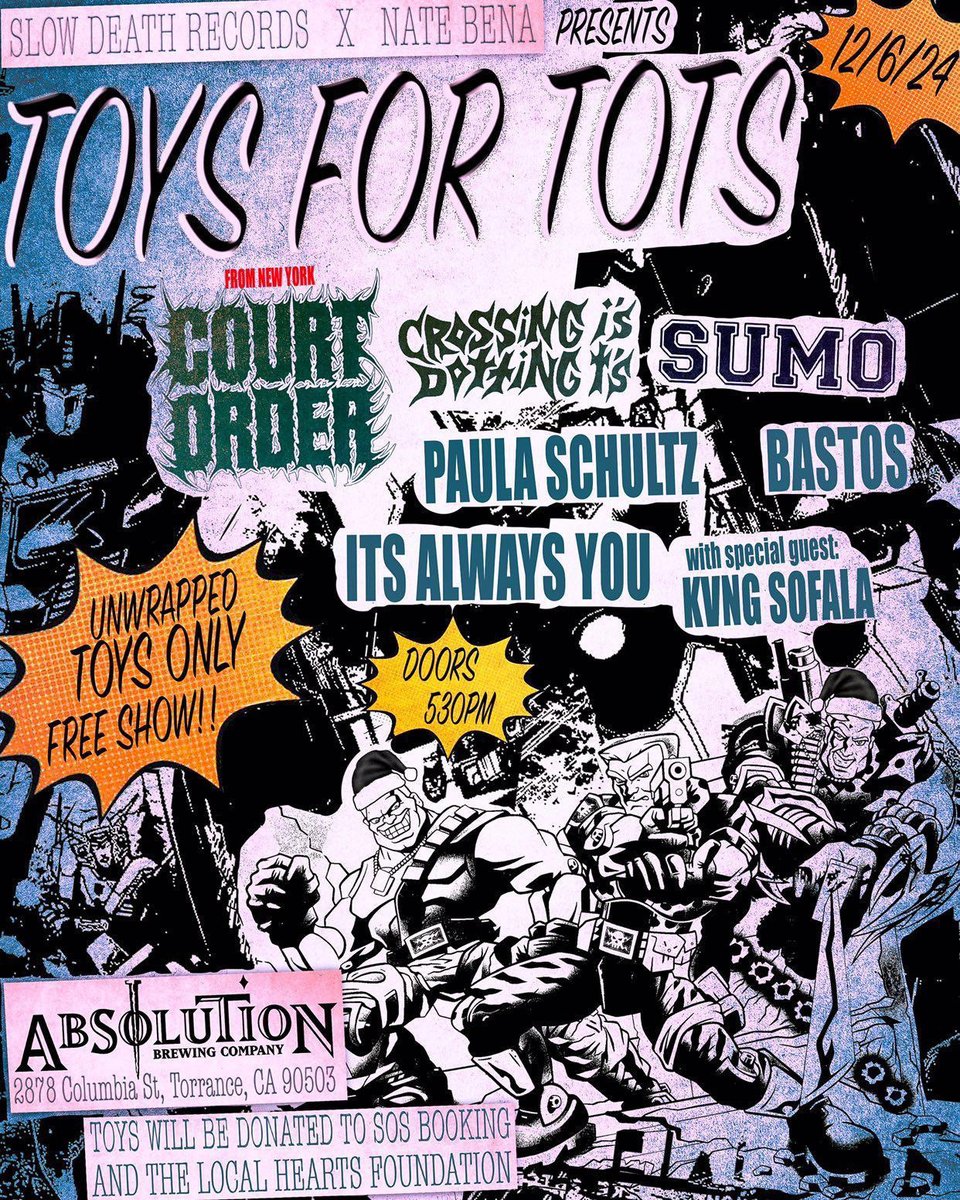 Court Order
Crossing I's Dotting T's
SUMO
Paula Schultz
It's Always You
Bastos

Absolution Brewing
Torrance, CA 90503

12/6/2024