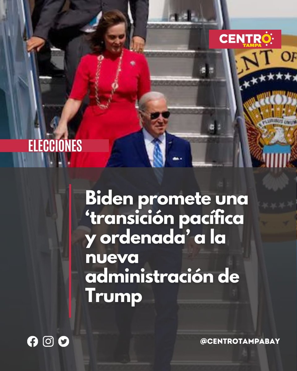 centrotampabay's tweet photo. Elecciones | Biden promete una ‘transición pacífica y ordenada’ a la nueva administración de Trump.

Para más detalles, visite nuestro website: @centrotampabay https://t.co/Ay6mNbxANq