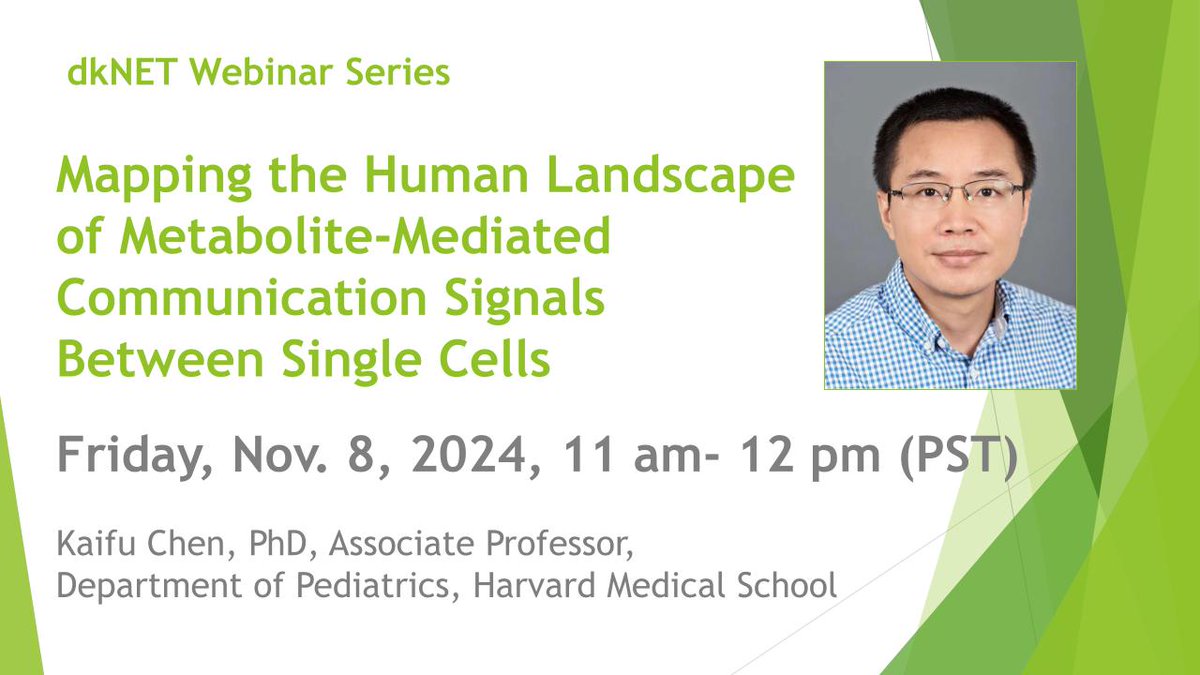 dkNET_Info's tweet photo. Don't miss the opportunity to hear Dr. Kaifu Chen on "Mapping the Human Landscape of Metabolite-Mediated Communication Signals Between Single Cells"! Join us on Nov. 8, 2024 at 11 am PT. https://t.co/2ozPU6Hx0u
#SingleCellAnalysis #MEBOCOST #MetabolicResearch #CellCommunication https://t.co/NAKIevPhA4