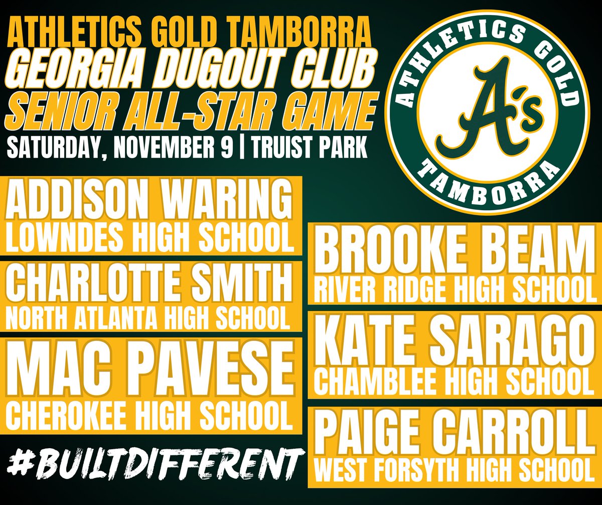 Athletics Gold Tamborra 18U Gold - Tamborra (@agttamborra18u) on Twitter photo Proud of our very own representing their high schools one more time this Saturday in the <a href="/gadcsoftball/">Georgia Dugout Club</a> Senior All-Star Game at Truist Park! #pressureisaprivilege #builtdifferent Proud of our very own representing their high schools one more time this Saturday in the <a href="/gadcsoftball/">Georgia Dugout Club</a> Senior All-Star Game at Truist Park! #pressureisaprivilege #builtdifferent