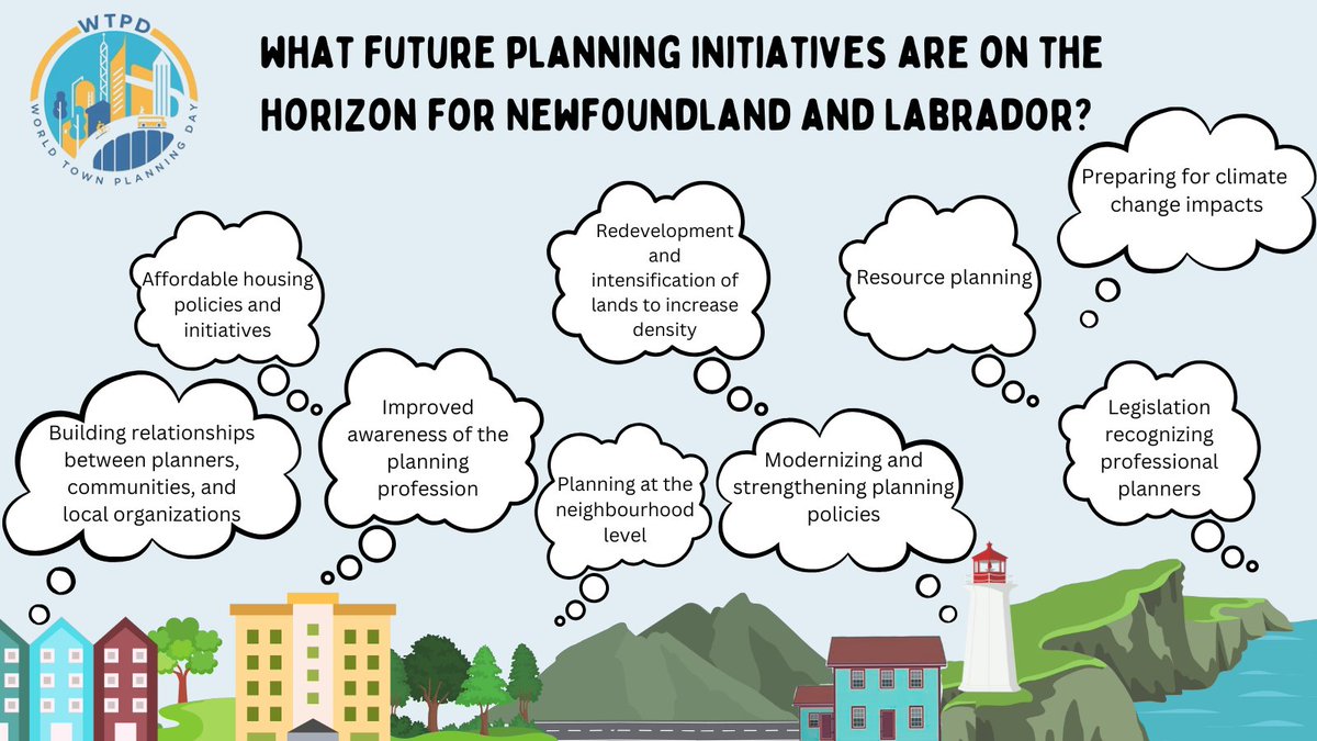 Happy World Town Planning Day to our members and planners across the province! In recognition of World Town Planning Day, we asked our members to reflect on planning in their communities and the future of planning in Newfoundland and Labrador. Here's what we heard!