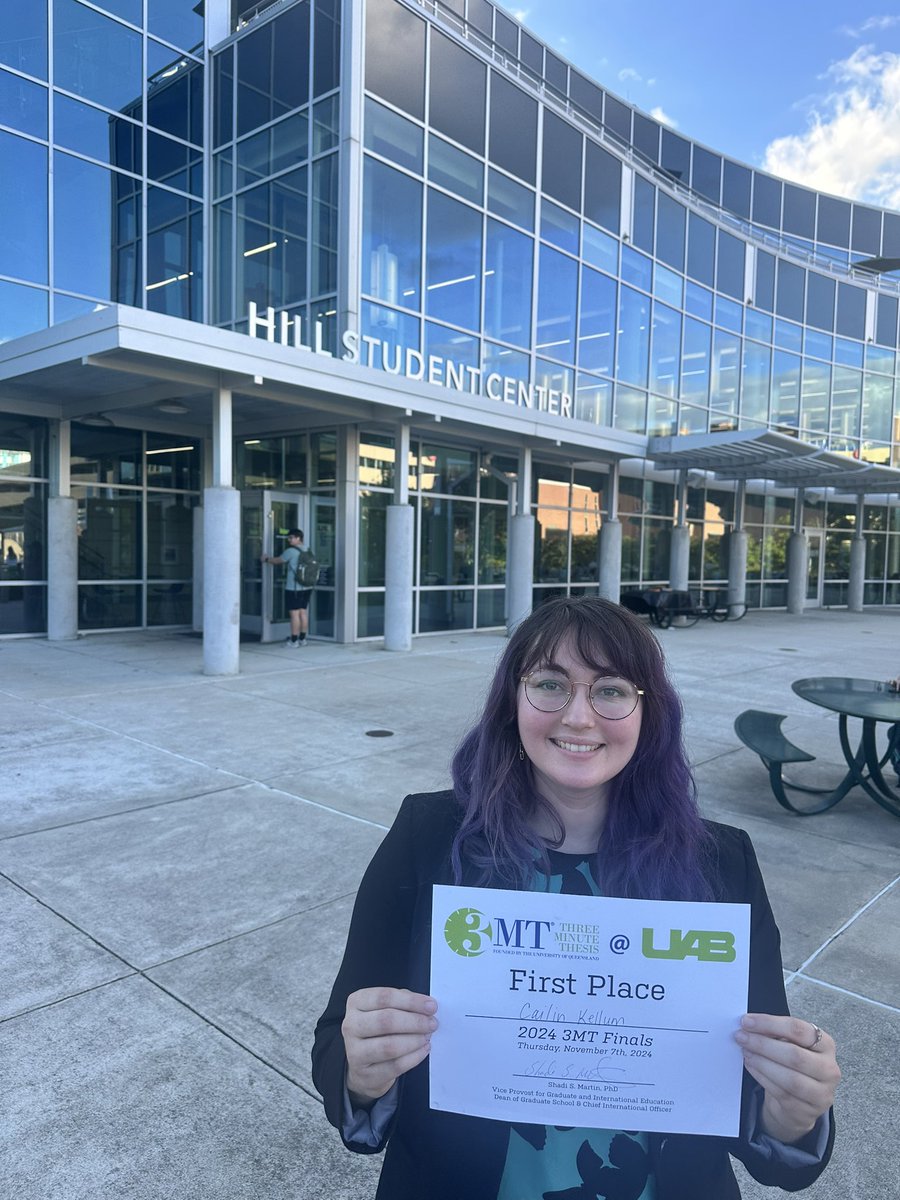 I am beyond honored to receive first place in the 3MT at UAB! It was a tough competition with some amazing researchers. Regionals here I come! <a href="/UAB_GBS/">UAB GBS</a>