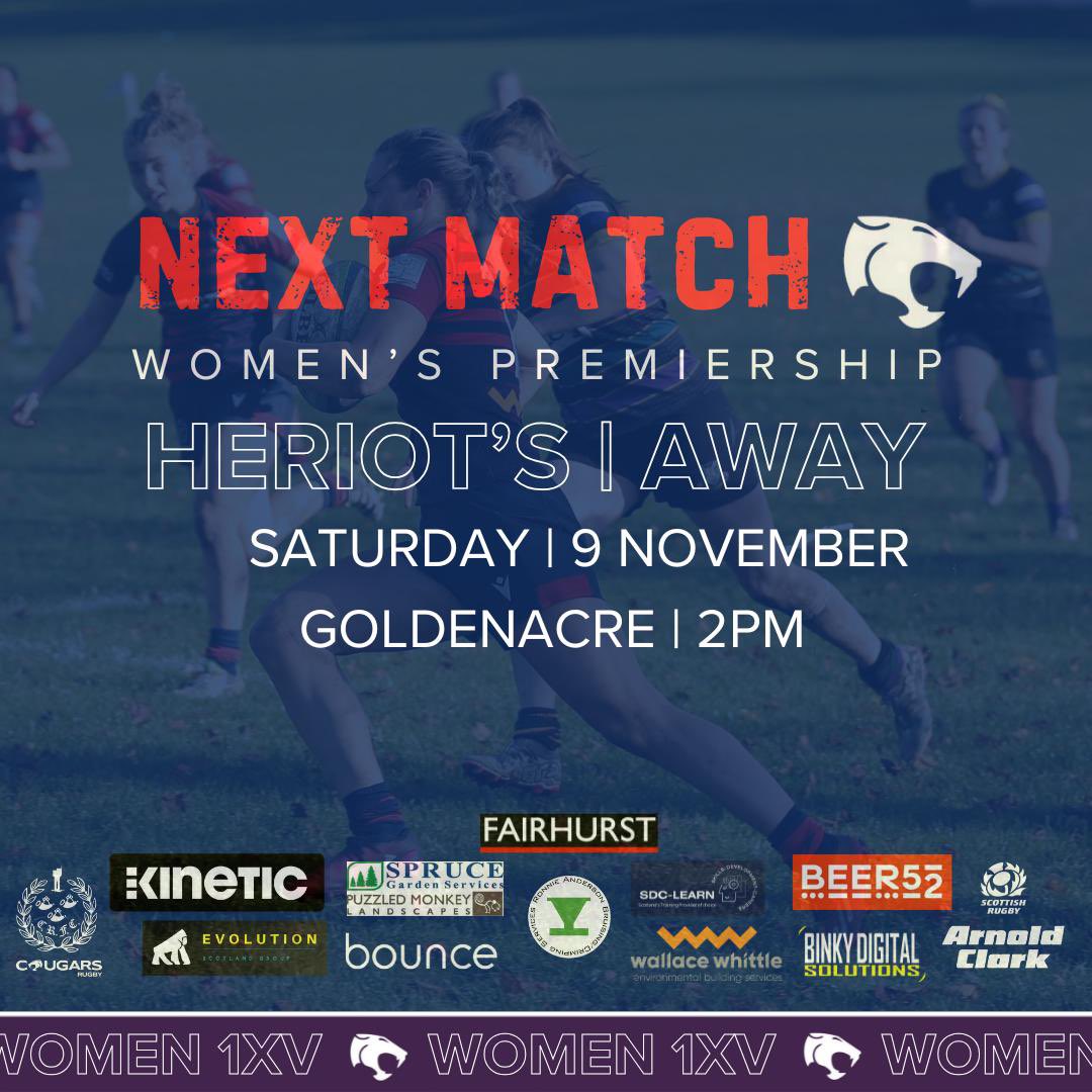 Cougars_wrfc's tweet photo. This weekend the 1XV head to Goldenacre to face @heriotsrugbyclub looking to keep the momentum from last weekends game and keep at the top of that table! Come along to support the girls 2PM KO! #corstorphinecougarswomen #womensrugby #rednblue❤️💙 https://t.co/54w2jdbs5e