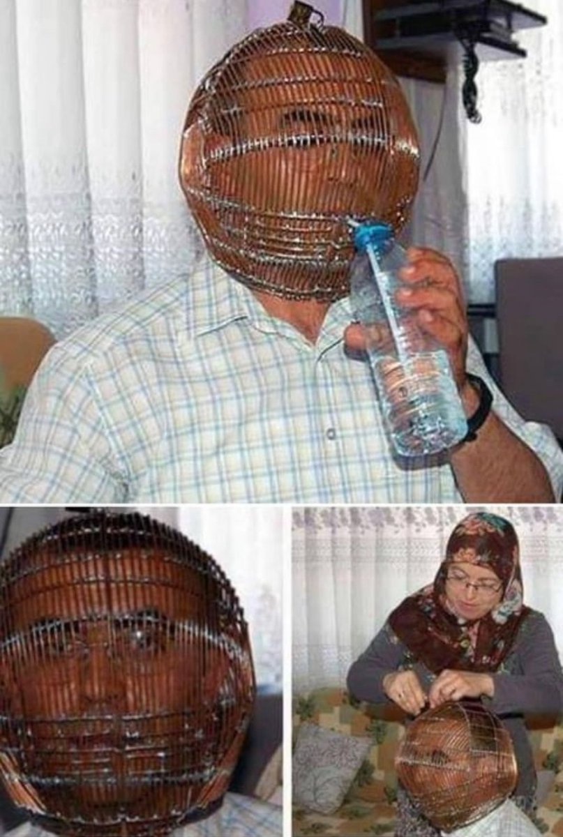 This gentleman, Ibrahim Yucel, a Turkish man who was 42 years old at the time of the events, decided in 2013 to have his head locked in a cage with the intention of quitting smoking; his wife was the only one who had the keys and she only opened it during meals.