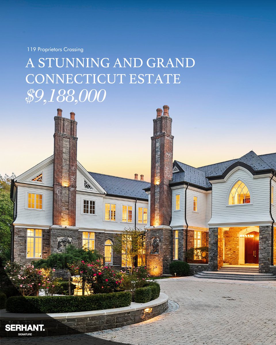 RyanSerhant's tweet photo. Expanding @Serhant_  into Connecticut has been a dream, and I was always told the estates out here truly stand out. 119 Proprietors Crossing is no exception – every detail feels like a discovery, and every room is unforgettable. https://t.co/uZeyoCg7ar