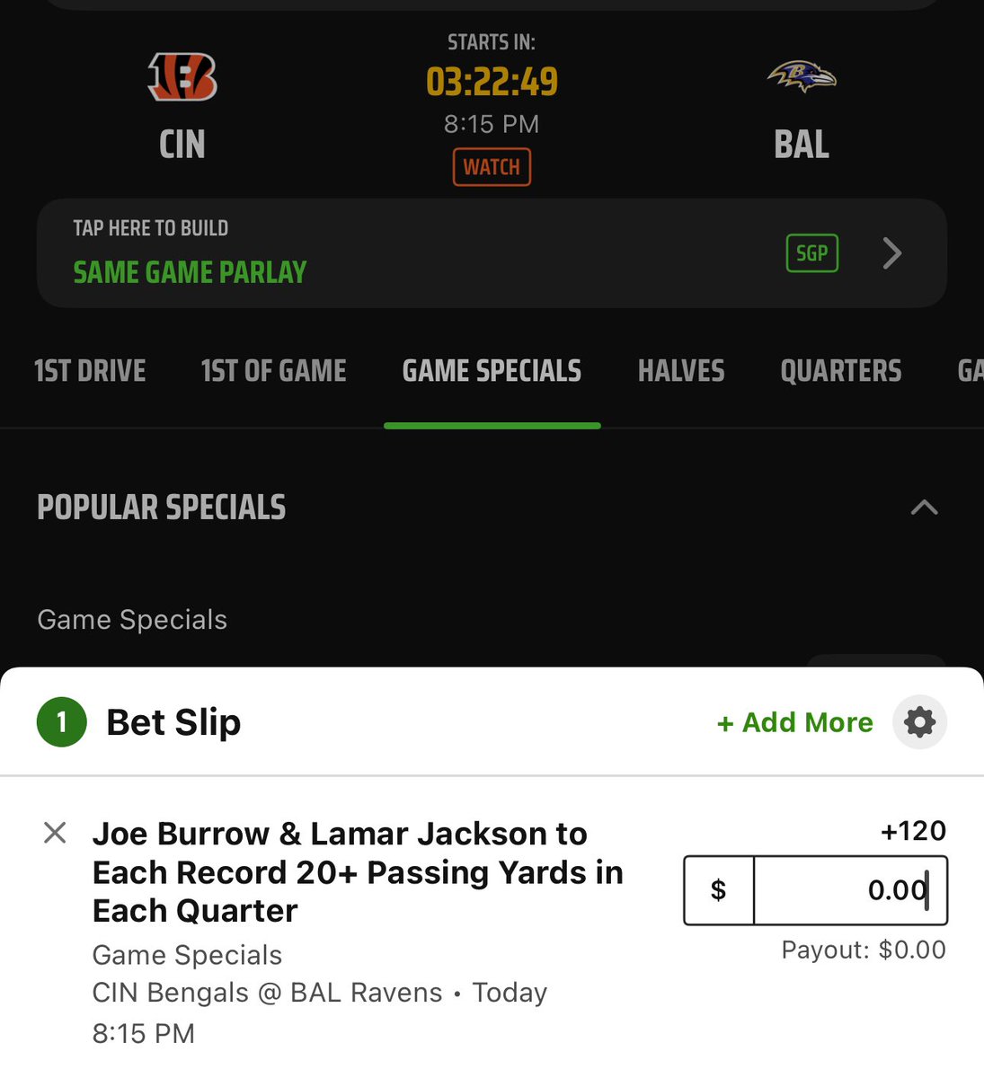 Is it just me or does this look like free money? Lamar and Joe are both about to put on a show tonight!