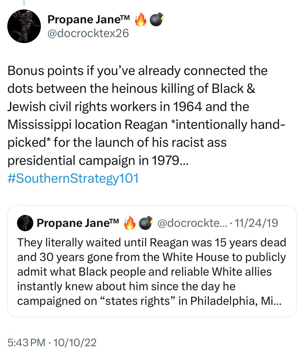 <a href="/schuylerocks/">🤘Schuylerocks🎸☮️🟧</a> @MonicaChilton This is also part &amp; parcel of the ploy to pit Black &amp; Jewish voters against each other re: Gaza. They’re trying to break a bond forged over 60 yrs ago in the fight against Jim Crow b/c they don’t want Black or Jewish Americans to have any natural allies. #SouthernStrategy101