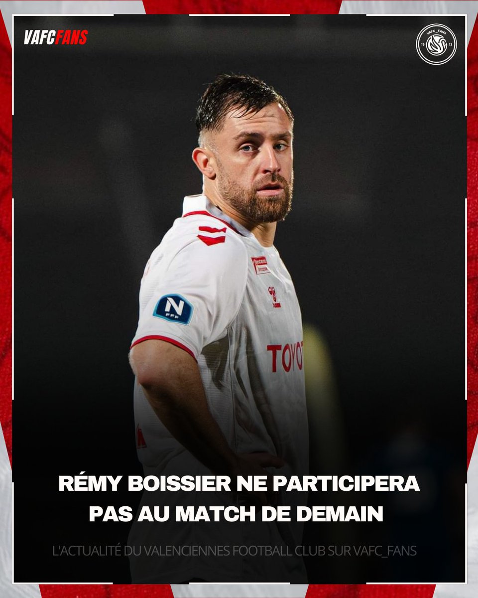 Vafc_fans_'s tweet photo. 𝙍𝙚́𝙢𝙮 𝘽𝙤𝙞𝙨𝙨𝙞𝙚𝙧 𝙣𝙚 𝙥𝙖𝙧𝙩𝙞𝙘𝙞𝙥𝙚𝙧𝙖 𝙥𝙖𝙨 𝙖𝙪 𝙢𝙖𝙩𝙘𝙝 𝙙𝙚 𝙙𝙚𝙢𝙖𝙞𝙣

Suite à la récolte de plusieurs cartons jaunes depuis le début de saison, Rémy Boissier est suspendu pour un match. Par conséquent, il n'affrontera pas Bourg en Bresse ce Vendredi ! https://t.co/l29ffPkolQ