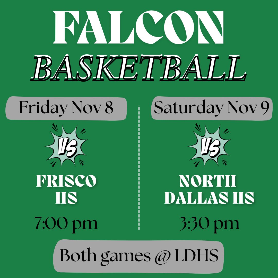 Come out and support your 24’-25’ Falcon boys basketball team this Friday and Saturday at 7pm and 3:30pm as they kick start the season!!