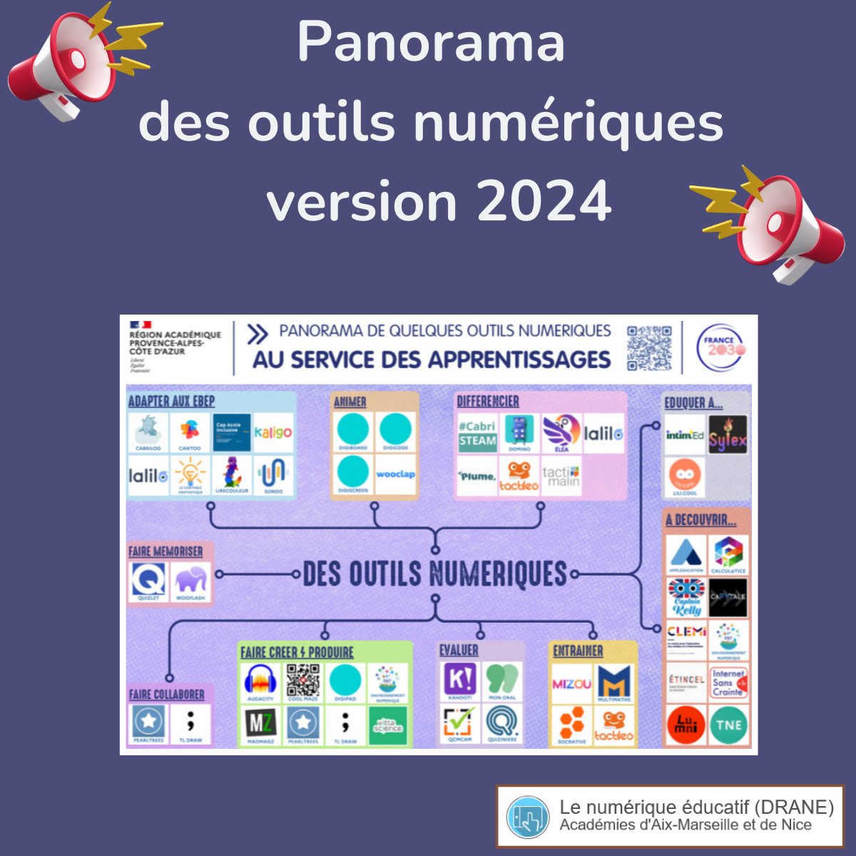 🟣Guide pratique pour aider les enseignants à choisir des outils 🛠️ numériques innovants, sécurisés et adaptés à leurs besoins. Ressources gratuites ou financées pour dynamiser et enrichir les tâches pédagogiques🟣

A consulter sans modération
pedagogie.ac-aix-marseille.fr/jcms/c_1123864…

#numerique