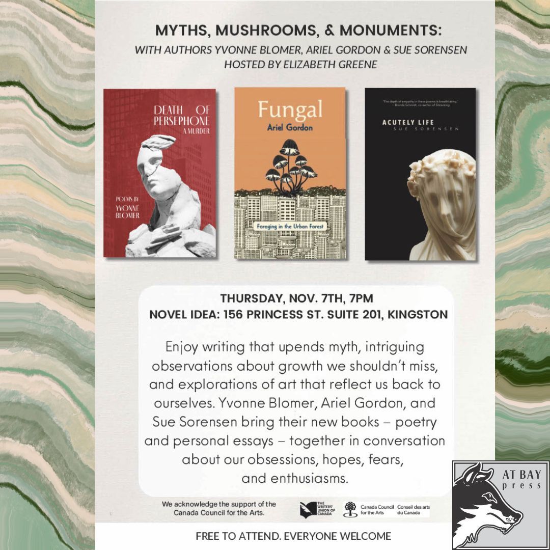 At Bay Press (@atbaypress) on Twitter photo Kingston, it's your turn! Sue Sorensen, Yvonne Blomer and <a href="/JaneDayReader/">Ariel Gordon</a> at <a href="/NovelIdeaYGK/">Novel Idea Bookstore</a> at 7pm tonight for a celebration of the written word!
#booktour #poetrytour #bookevents #literaryevent #poetry #poems #poetryreading #canadianbooks #canadianpoetry #canadianpoet #atbaypress Kingston, it's your turn! Sue Sorensen, Yvonne Blomer and <a href="/JaneDayReader/">Ariel Gordon</a> at <a href="/NovelIdeaYGK/">Novel Idea Bookstore</a> at 7pm tonight for a celebration of the written word!
#booktour #poetrytour #bookevents #literaryevent #poetry #poems #poetryreading #canadianbooks #canadianpoetry #canadianpoet #atbaypress