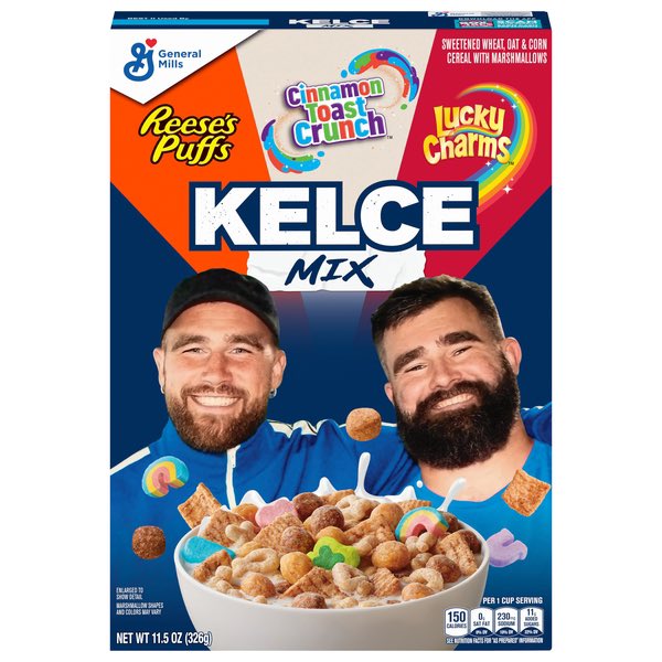 Toondog's tweet image. I was skeptical at first.. however, this Kelce Mix is 🔥!!! Well done good sirs!! One flavor doesn’t overpower the other, the dance in perfect harmony! @tkelce @JasonKelce @GeneralMills