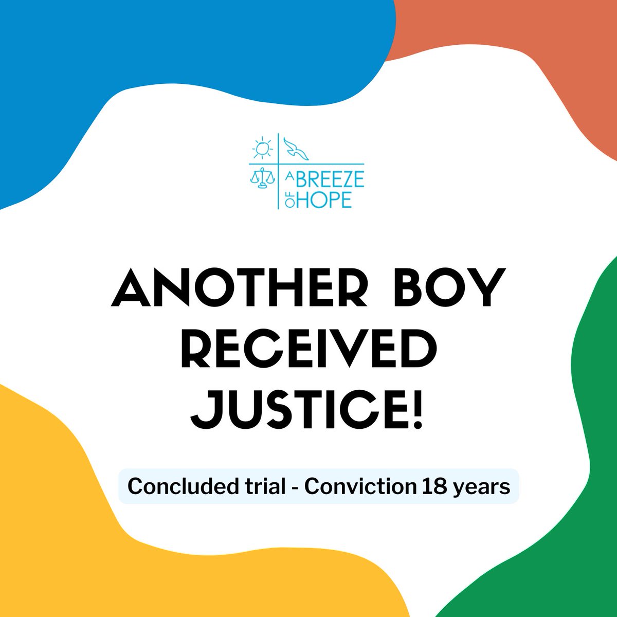 Yesterday, justice was served. The predator received an 18-year conviction. This achievement marks an important step in protecting the rights of our children and adolescents.💙⚖️

#abreezeofhope

#justice

#Bolivia