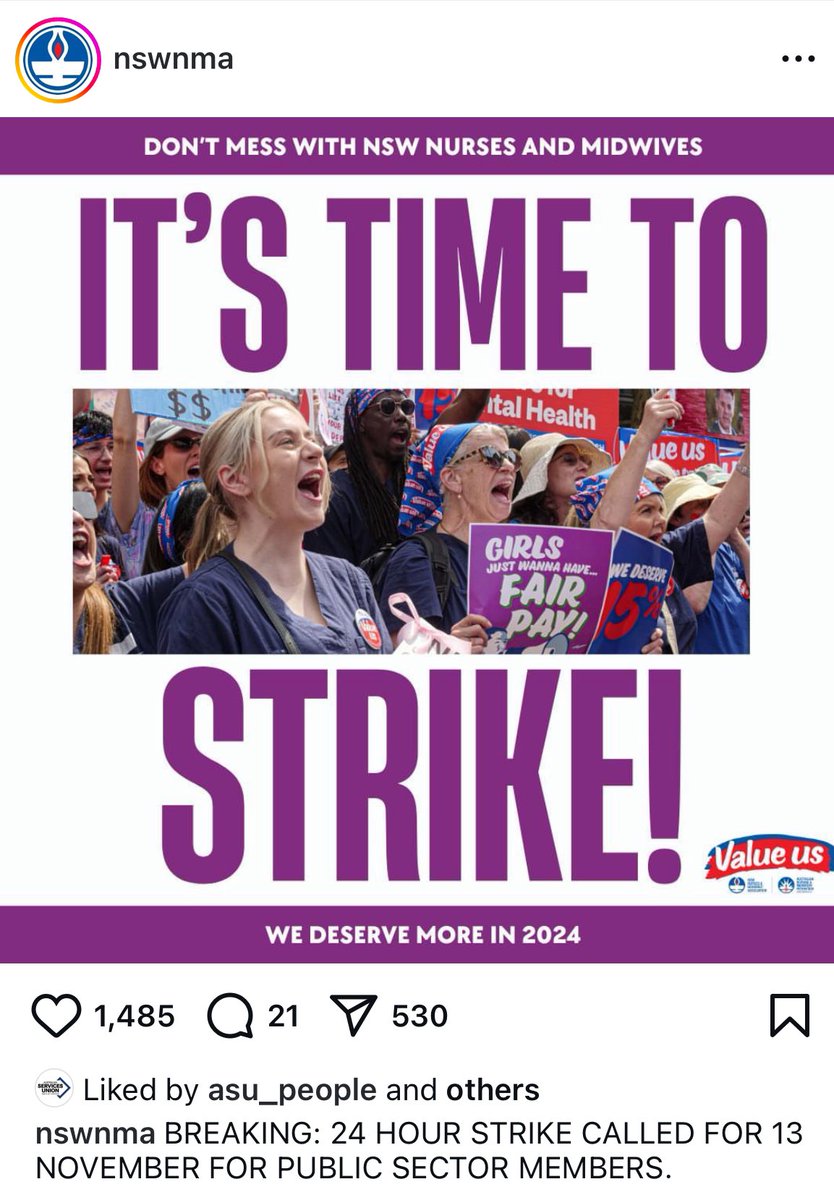 Sarah Missen (@sarah_missen) on Twitter photo The intensive negotiations with the NSW government have stalled (gov won’t pay nurses what they are worth!), so <a href="/nswnma/">NSW Nurses & Midwives</a> public sector nurses are striking on 13 November. If you’re in Sydney, get along to support the nurses at their rally at 12 noon, Hyde Park North. #ausunions The intensive negotiations with the NSW government have stalled (gov won’t pay nurses what they are worth!), so <a href="/nswnma/">NSW Nurses & Midwives</a> public sector nurses are striking on 13 November. If you’re in Sydney, get along to support the nurses at their rally at 12 noon, Hyde Park North. #ausunions