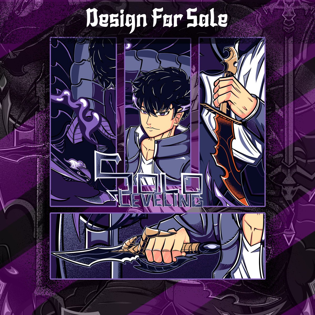 I forgot to save this in my collection. 
If you are looking for a T-shirt design that is ready to print or want to order with a specific request, contact me. 
Design For Sale #Sololeveling #Anime #tshirtdesign