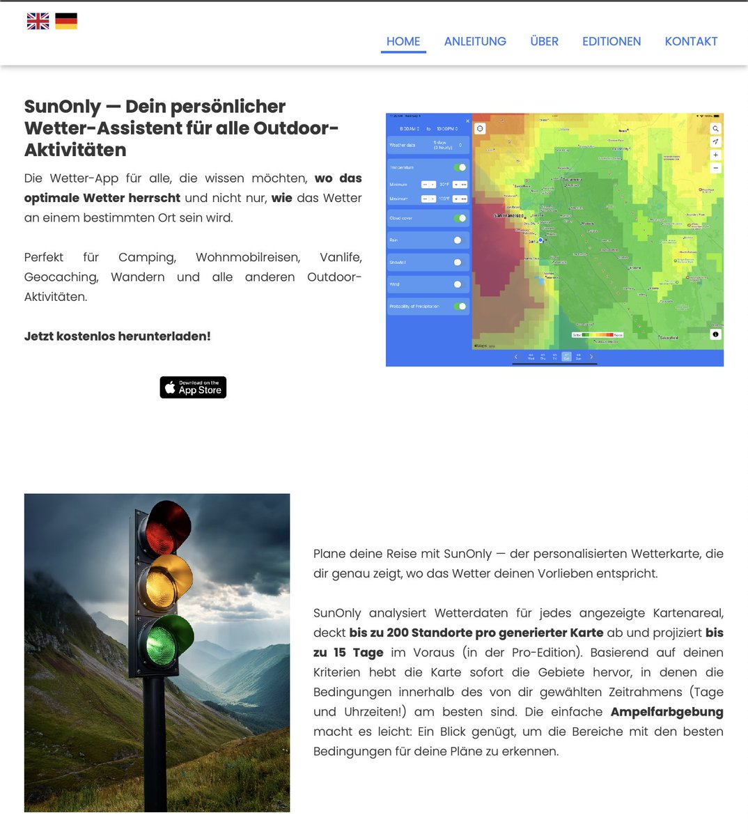 SunOnlyApp's tweet photo. Jetzt live: Die erste Website https://t.co/u1533LzGGU mit weiteren Informationen und Anwendungsbeispielen von SunOnly auf Deutsch und Englisch.

#werbung https://t.co/esxgdMnYxZ
