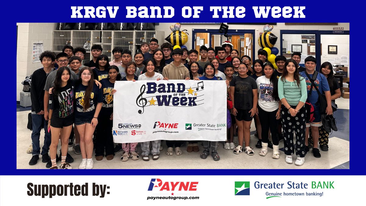 KRGVSports's tweet photo. Congratulations to our KRGV #BandoftheWeek: Raymondville High School! 🥳🎶🥳 https://t.co/LLZCDc6POG