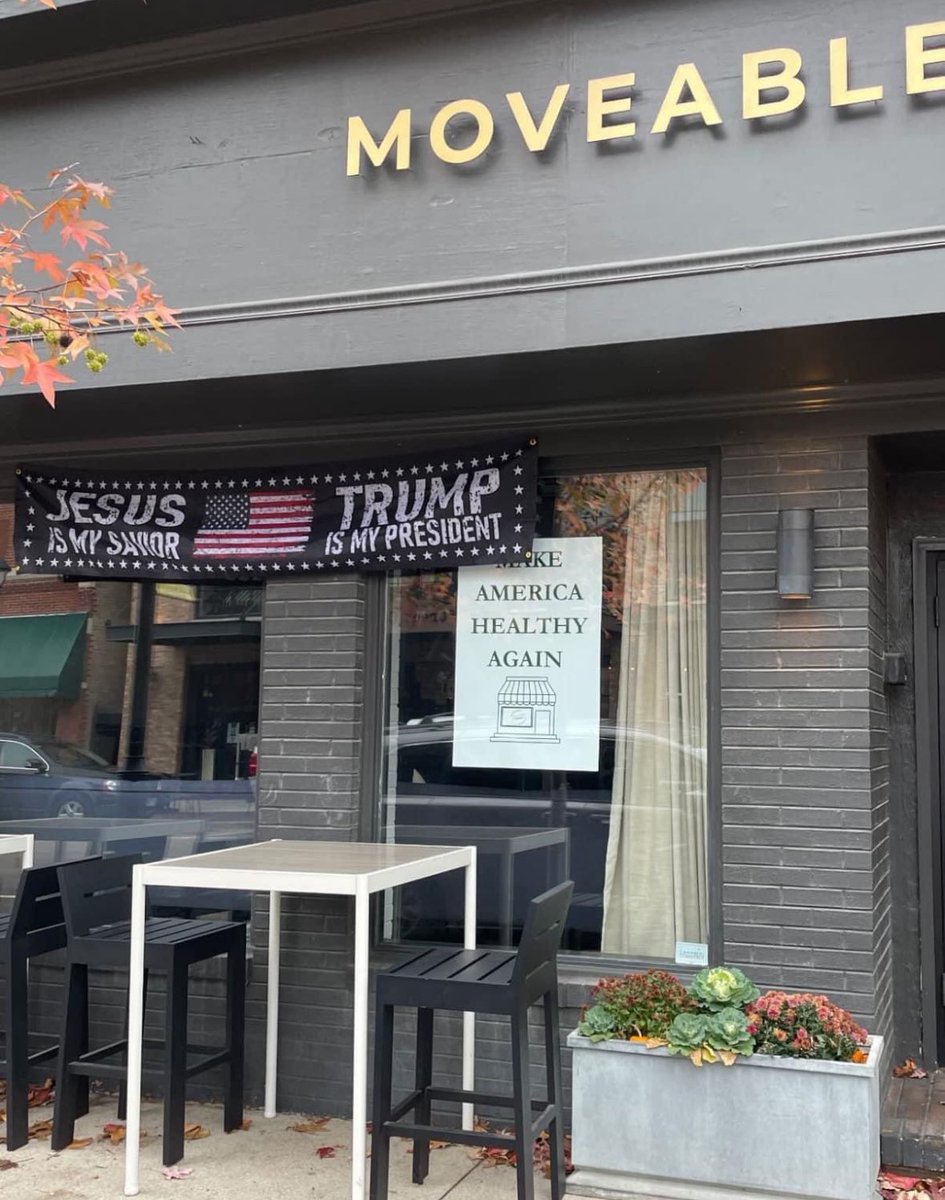 texasrunnerDFW's tweet image. Moveable Feast, a Pro-Life, Pro-Family, Small Business in a Quiet Suburban Illinois Town is being targeted for practicing their 1st amendment right to free speech 🇺🇸 

The Owners were shattered by threats &amp;amp; hateful messaging for hanging a small Trump banner in front of their…
