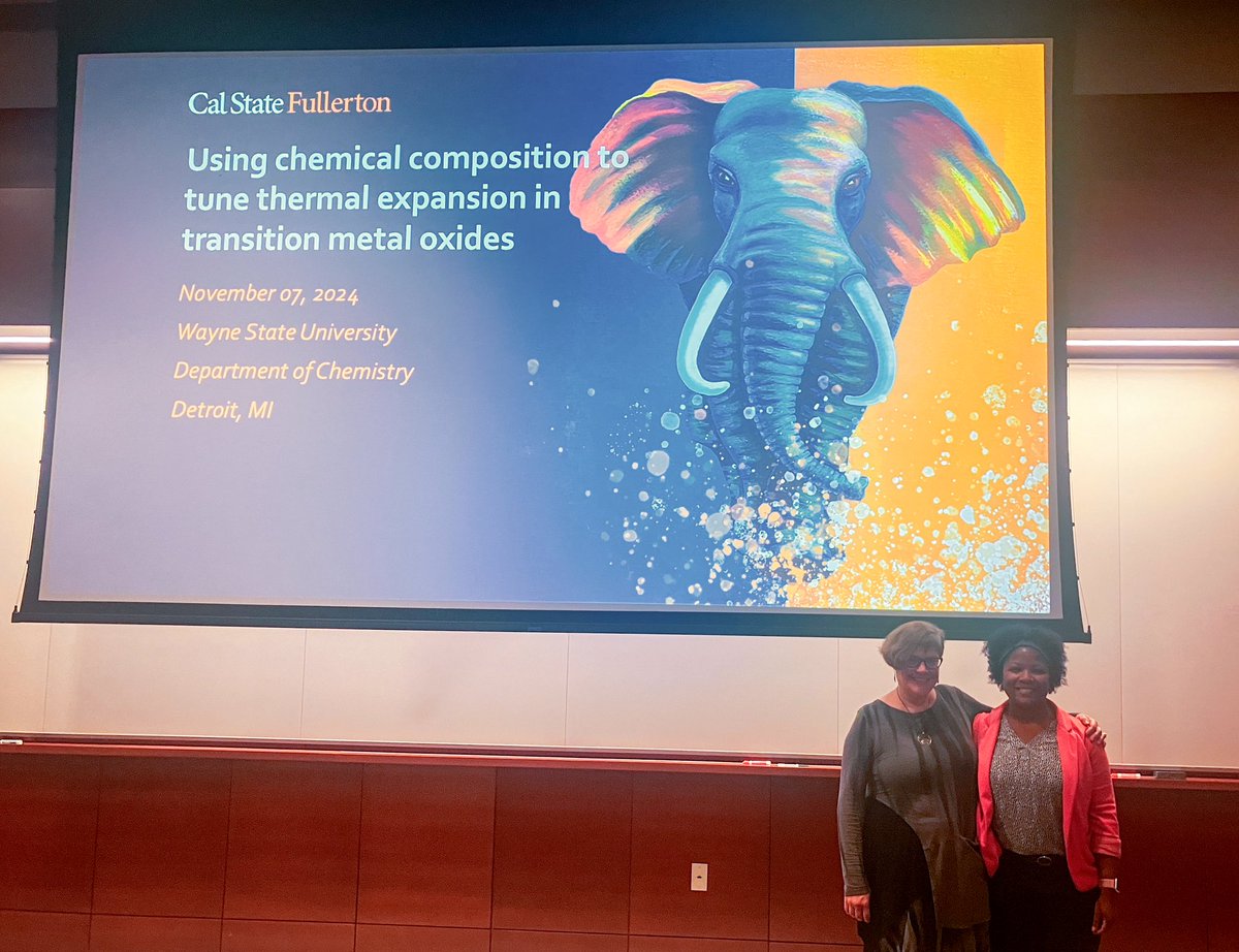 waynestatechem's tweet photo. Joya Cooley’s seminar gave us insights into composition-driven control of thermal expansion in transition metal oxides. And did we mention we are loving that title page. Thanks for visiting #wsuchemistry, @joya_cooley! https://t.co/uMf9j6zF2z