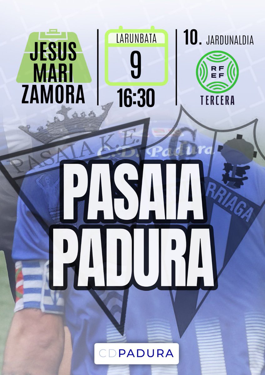 Paduraclub's tweet photo. A por la victoria!!
Garaipenaren bila!!

🆚Pasaia
🗓️L/S 9
🕔 16:30
🏟️ J.M Zamora

Denon  artean irabaztera!! https://t.co/6NL0hGQ0Nd