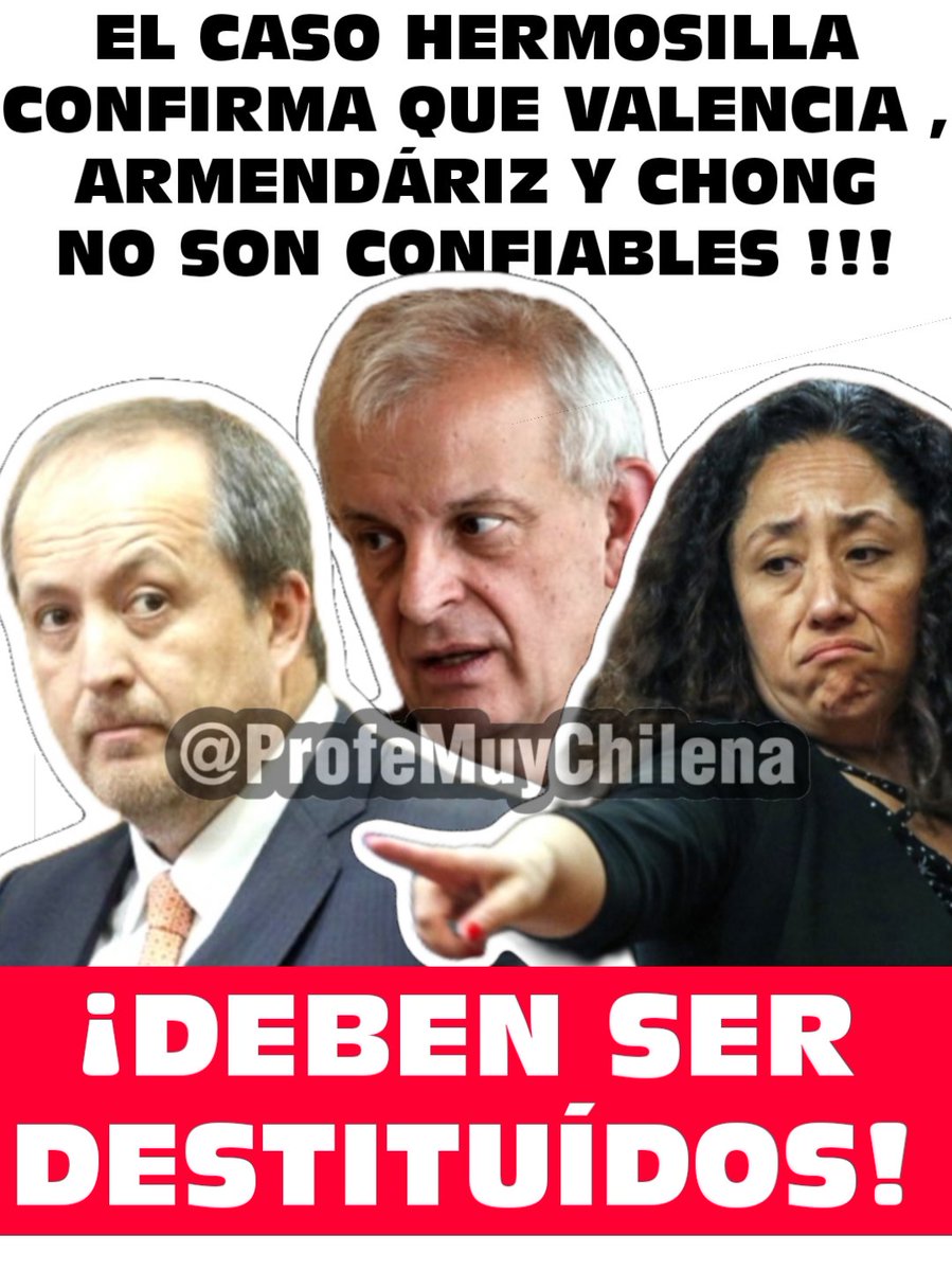 ProfeMuyChilena's tweet photo. ⚠️🚨 #ALERTA 🚨⚠️

FISCALÍA BAJO SOSPECHA !!!

JUAN PABLO HERMOSILLA informa que existen CHAT entre el Fiscal Nacional ÁNGEL VALENCIA, el Fiscal XAVIER ARMENDÁRIZ y la Fiscal XIMENA CHONG con su mafioso hermano LUIS HERMOSILLA !!!

Y CIPER estaba CALLAMPIN BOMBIN !!!

#Hermosilla https://t.co/D0lngB5SWe