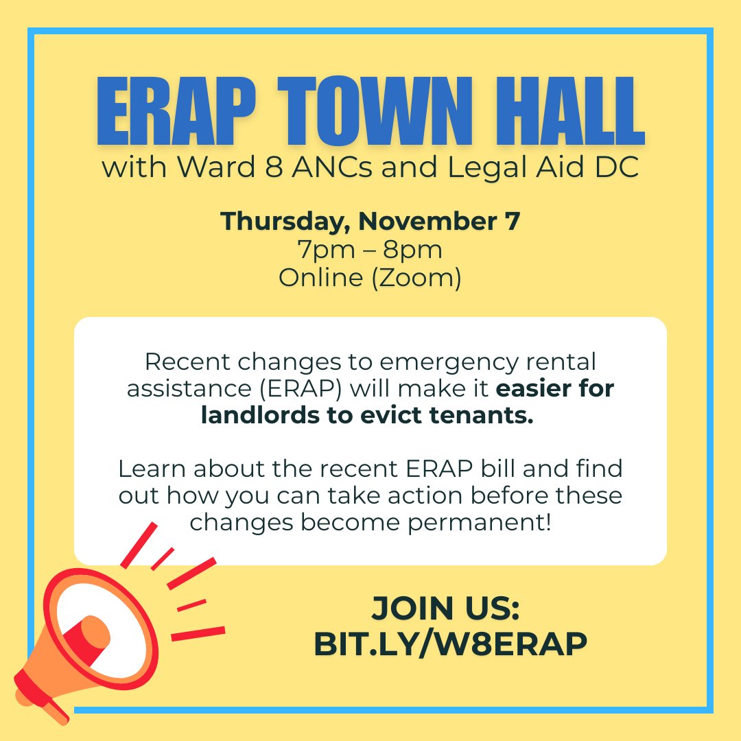 Legal Aid DC (@legalaiddc) on Twitter photo Tonight! Join us for town hall about emergency rental assistance, hosted by Ward 8 ANCs.
<a href="/JamilaWhiteDC/">jamilawhitedc</a> Tonight! Join us for town hall about emergency rental assistance, hosted by Ward 8 ANCs.
<a href="/JamilaWhiteDC/">jamilawhitedc</a>