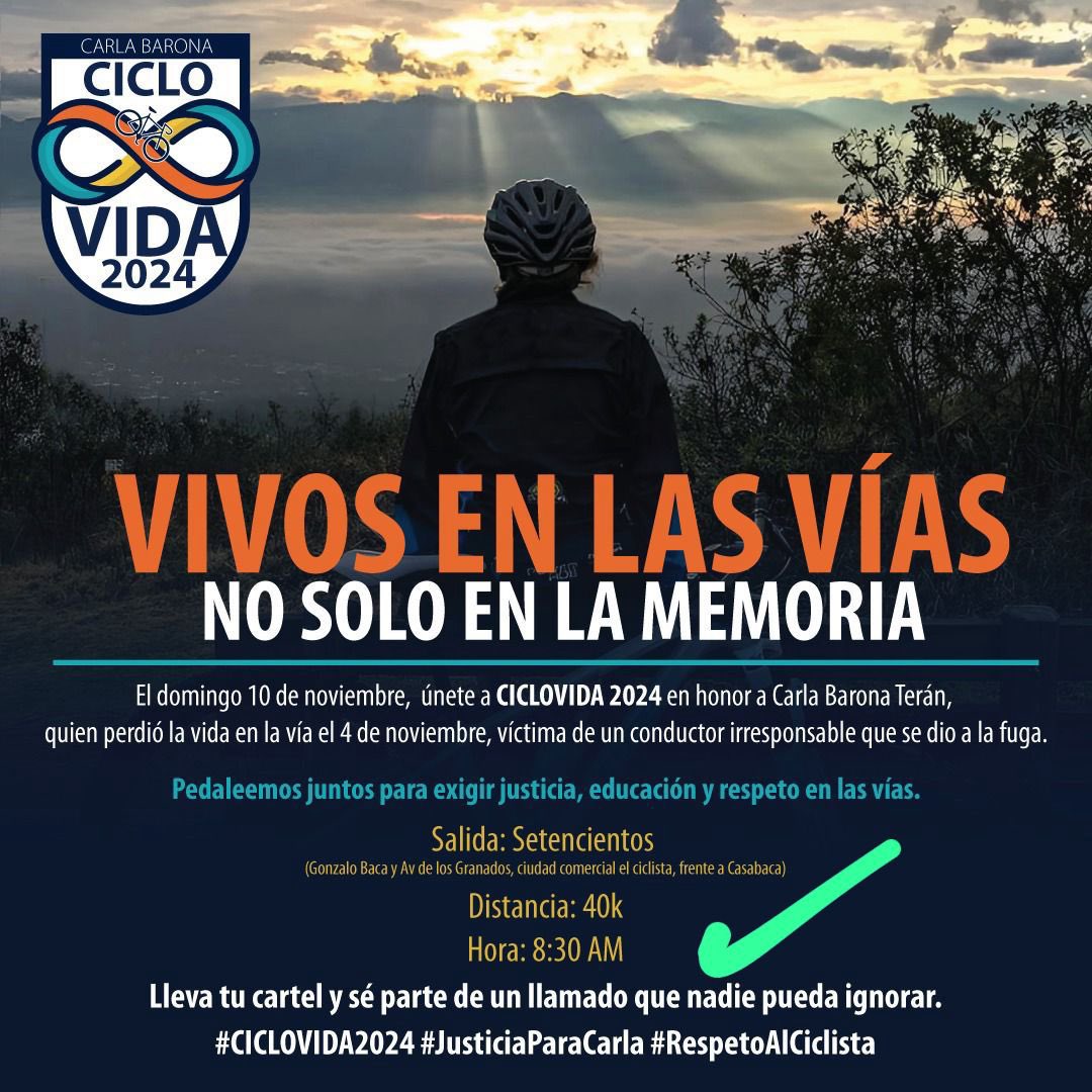 “Vivos en las vías, no solo en la memoria”
I N V I T A C I Ó N - UIO 🚲 

strava.com/routes/3289721…