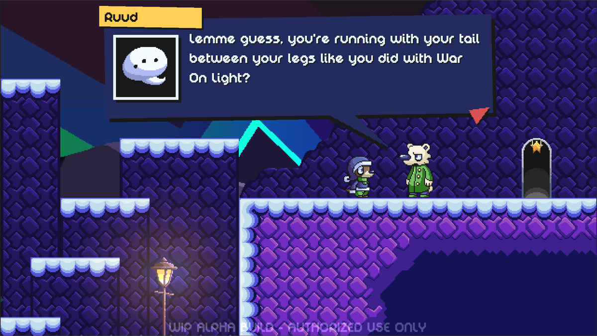 MeanderForth's tweet photo. Seems like everyone is talking about this "War on Light" show. What does that have to do with the festival?

#meanderforth #gamedev #indiegame #godotengine #dialog https://t.co/lRUxvHHApO
