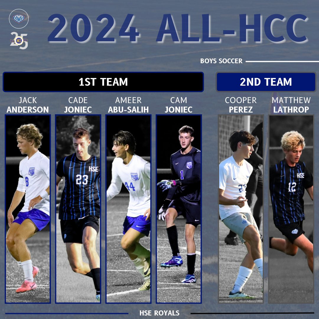 Congrats to the following Royals for their selection to the HCC all-conference first and second teams.

The Royals were 2024 HCC Co-Champions. 🦁🔵⚫️