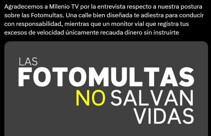 👀 Oigan ya les vi dando RT a una organización que comparte una idea sin sustento que , más que nada, atenta contra las políticas de movilidad y seguridad vial.

¿Quieren un recopilado de la evidencia 100tifika que indica que las fotomultas si salvan vidas o khe?.
.
.
.
