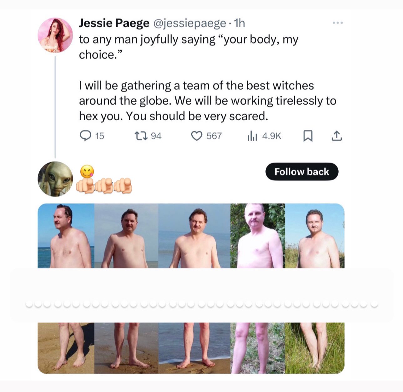 Jessie Paege on X: literally definition of what its like to be a woman or  a person with a uterus in america, tweeting about men feeling ownership  over our bodies and in