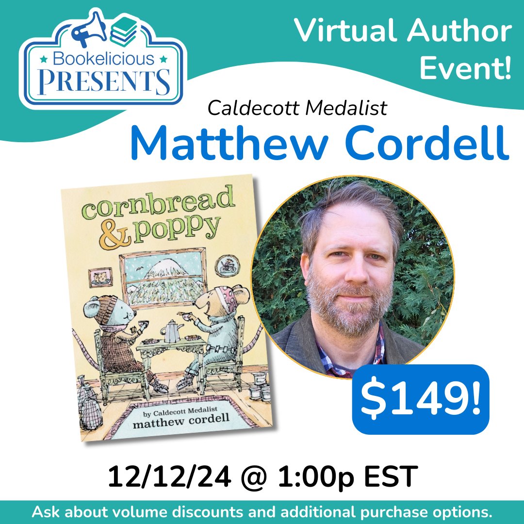 Bookelicious (@bookelicious) on Twitter photo ✨ ONLY $149!!! ✨
Virtual Author Event with Matthew Cordell! bookelicious.com/bookelicious-p…
📅 12/12/24 @ 1:00p EST
5 books + admission to the event!
Space is limited. Register now!
xuyx9zzuvpq.typeform.com/to/cLm6TW2m?ty… <a href="/lbschool/">LBYR School & Library</a> ✨ ONLY $149!!! ✨
Virtual Author Event with Matthew Cordell! bookelicious.com/bookelicious-p…
📅 12/12/24 @ 1:00p EST
5 books + admission to the event!
Space is limited. Register now!
xuyx9zzuvpq.typeform.com/to/cLm6TW2m?ty… <a href="/lbschool/">LBYR School & Library</a>