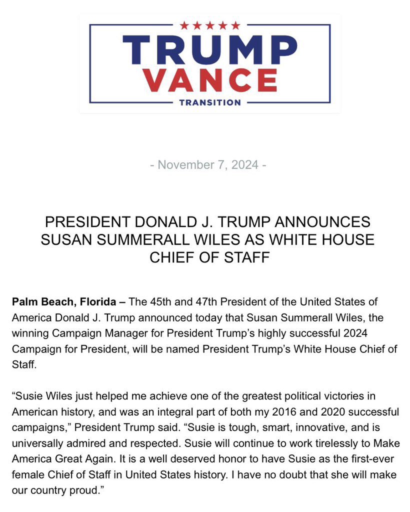 SneadFeed's tweet photo. BREAKING: Noted “woman hater” picks first woman White House Chief of Staff. https://t.co/XGNdzoEqsR