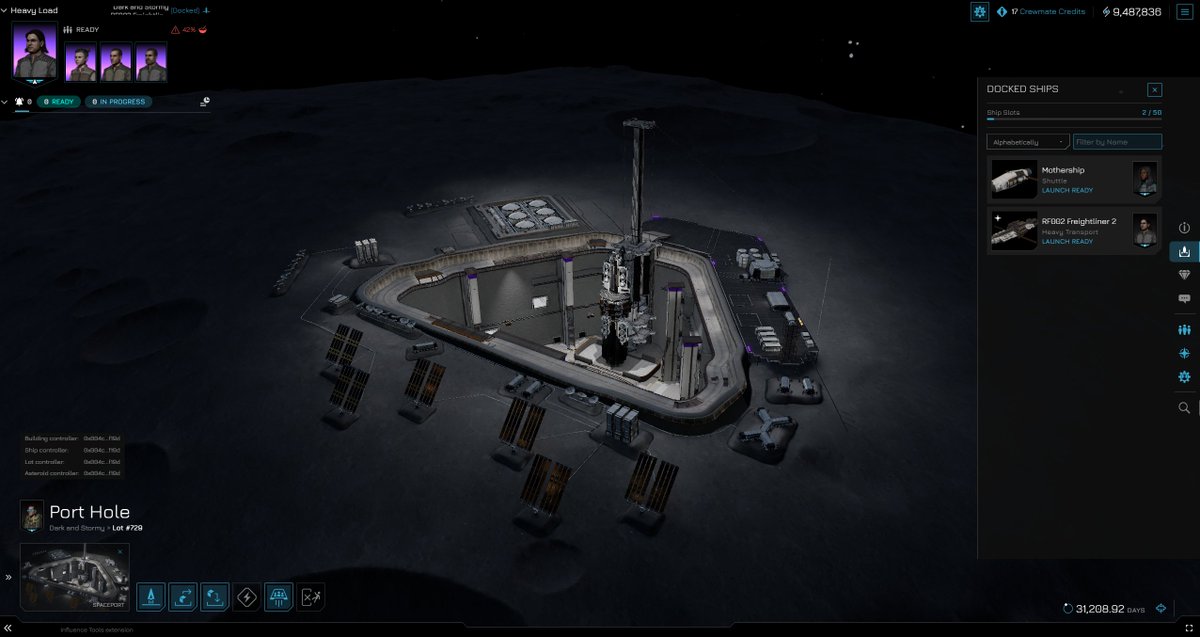 Captain Richard Rider just docked his ship Heavy Load inside, Dark &amp; Stormy's spaceport! 

He's brought 18 extractors, 2 warehouses, a tank farm, and some wares for the other crews. While the engineers scratch their heads over unloading, Richard’s already en route to the bar. 🍻