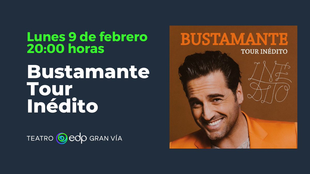 ¡Sí! Lo que has oído recientemente era cierto: @David_Busta10 presenta su nuevo disco #Inédito el 17  en teatro EDP Gran Vía y las entradas van a volar...✨

Si eres fan, ¡no te puedes quedar sin la tuya!

🎟️gruposmedia.com/cartelera/bust…