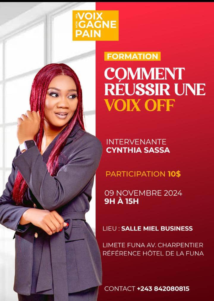 Ruth KUSONGISILA (@ruthkusongisila) on Twitter photo Le rendez-vous est pris.
Une opportunité à saisir à deux mains;
Une belle occasion d’apprendre à perfectionner votre voix off avec la très Pro <a href="/CynthiaSASSA/">Cynthia Sassa</a>.
Achetez vos billets,réservez vos places.
🎤🇨🇩À très vite… <a href="/beton_junior/">Junior Béton 🇨🇩</a> <a href="/VoiceOfCongo/">The Voice Of Congo</a> <a href="/voixoff_podcast/">Voix off</a> Le rendez-vous est pris.
Une opportunité à saisir à deux mains;
Une belle occasion d’apprendre à perfectionner votre voix off avec la très Pro <a href="/CynthiaSASSA/">Cynthia Sassa</a>.
Achetez vos billets,réservez vos places.
🎤🇨🇩À très vite… <a href="/beton_junior/">Junior Béton 🇨🇩</a> <a href="/VoiceOfCongo/">The Voice Of Congo</a> <a href="/voixoff_podcast/">Voix off</a>